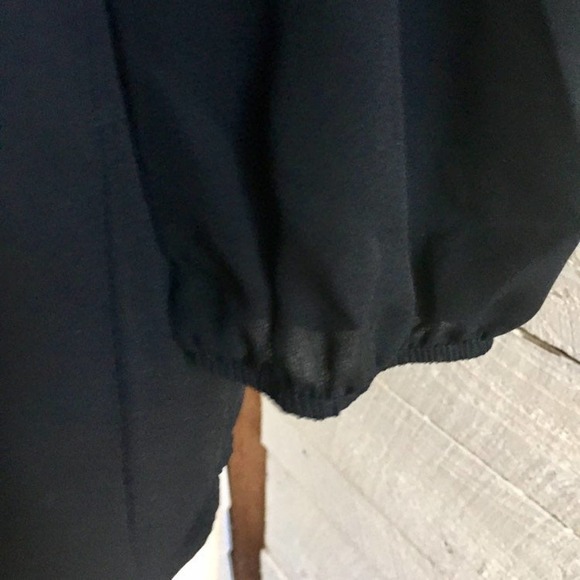 60s Black sheer chiffon blouse long sleeves zipper - Picture 3 of 6